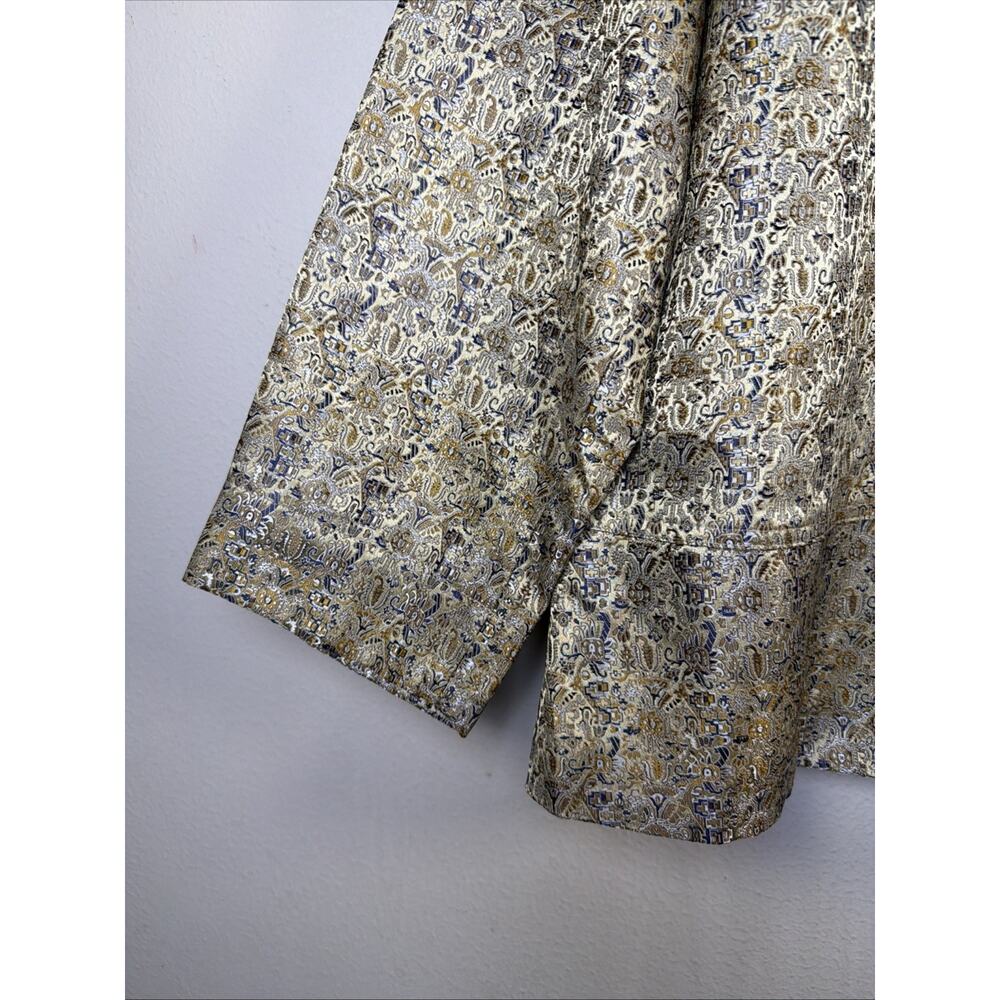 Chico's 3 Blazer XL Gold 1 Button Lined wedding guest Persian jacket cocktail - Picture 3 of 11